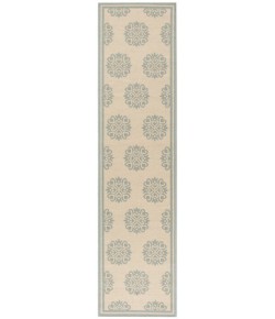 Safavieh Linden  Cream / Aqua LND181 2 ft. 2 in. X 8 ft. Runner Rug