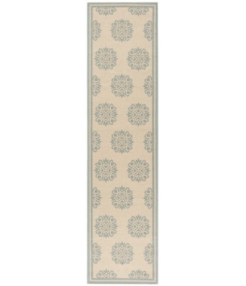 Safavieh Linden  Cream / Aqua LND181 2 ft. 2 in. X 8 ft. Runner Rug