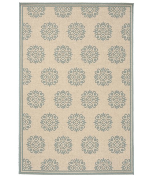 Safavieh Linden  Cream / Aqua LND181 4 ft. X 6 ft. Rectangle Rug