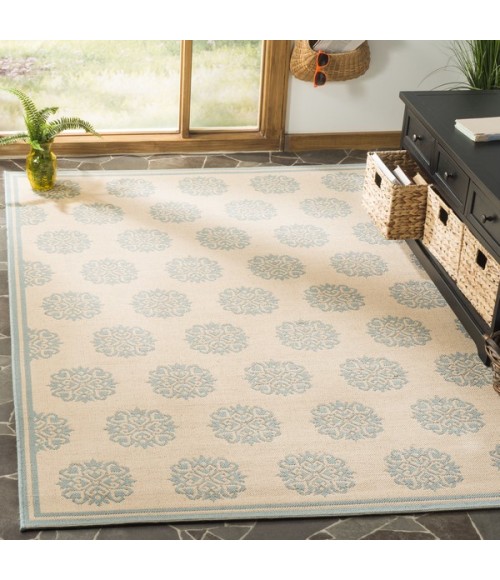 Safavieh Linden  Cream / Aqua LND181 9 ft. X 12 ft. Rectangle Rug