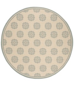 Safavieh Linden  Cream / Aqua LND181 6 ft. 7 in. X 6 ft. 7 in. Round Rug