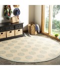 Safavieh Linden  Cream / Aqua LND181 6 ft. 7 in. X 6 ft. 7 in. Round Rug