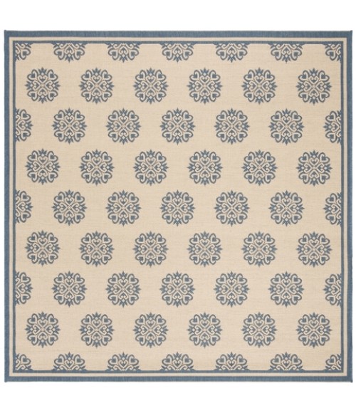 Safavieh Linden  Blue / Creme LND181 6 ft. 7 in. X 6 ft. 7 in. Square Rug