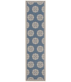 Safavieh Linden  Cream / Blue LND181 2 ft. 2 in. X 8 ft. Runner Rug
