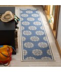 Safavieh Linden  Cream / Blue LND181 2 ft. 2 in. X 8 ft. Runner Rug