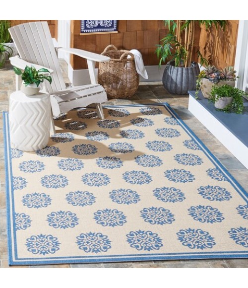 Safavieh Linden  Cream / Blue LND181 9 ft. X 12 ft. Rectangle Rug