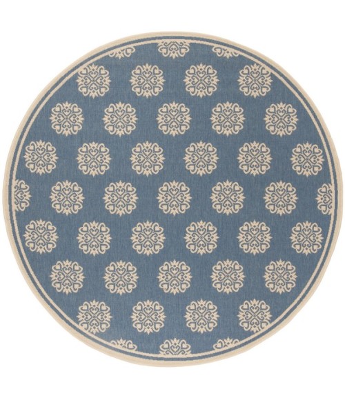 Safavieh Linden  Cream / Blue LND181 6 ft. 7 in. X 6 ft. 7 in. Round Rug