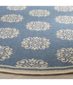 Safavieh Linden  Cream / Blue LND181 6 ft. 7 in. X 6 ft. 7 in. Round Rug