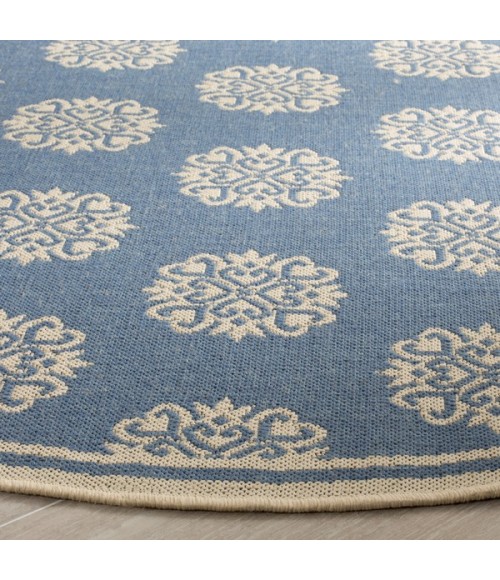 Safavieh Linden  Cream / Blue LND181 6 ft. 7 in. X 6 ft. 7 in. Round Rug