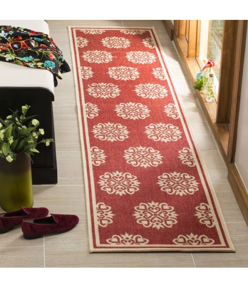 Safavieh Linden  Red / Creme LND181 2 ft. 2 in. X 8 ft. Runner Rug
