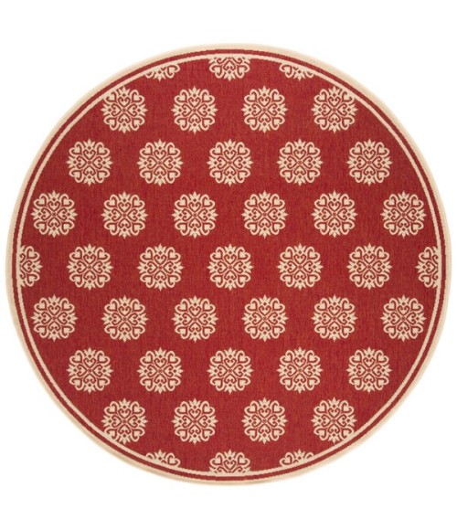 Safavieh Linden  Red / Creme LND181 6 ft. 7 in. X 6 ft. 7 in. Round Rug