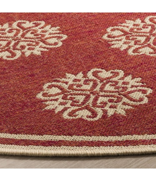 Safavieh Linden  Red / Creme LND181 6 ft. 7 in. X 6 ft. 7 in. Round Rug