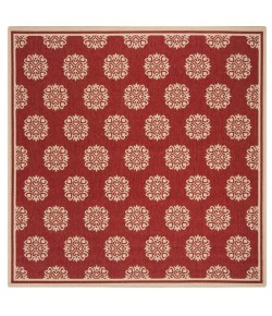 Safavieh Linden  Red / Creme LND181 6 ft. 7 in. X 6 ft. 7 in. Square Rug