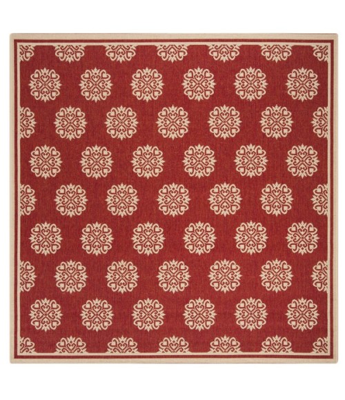 Safavieh Linden  Red / Creme LND181 6 ft. 7 in. X 6 ft. 7 in. Square Rug