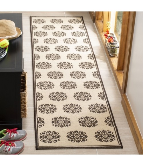 Safavieh Linden  Creme / Brown LND181 2 ft. 2 in. X 8 ft. Runner Rug