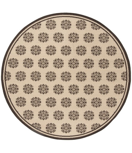 Safavieh Linden  Creme / Brown LND181 6 ft. 7 in. X 6 ft. 7 in. Round Rug