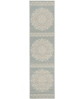 Safavieh Linden  Cream / Aqua LND183 2 ft. 2 in. X 8 ft. Runner Rug