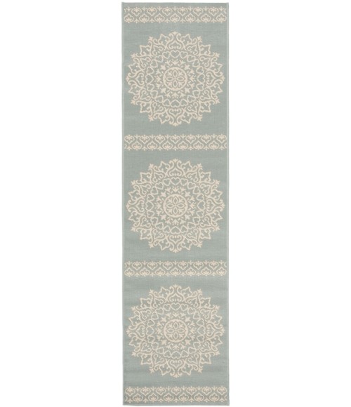 Safavieh Linden  Cream / Aqua LND183 2 ft. 2 in. X 8 ft. Runner Rug