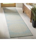 Safavieh Linden  Cream / Aqua LND183 2 ft. 2 in. X 8 ft. Runner Rug