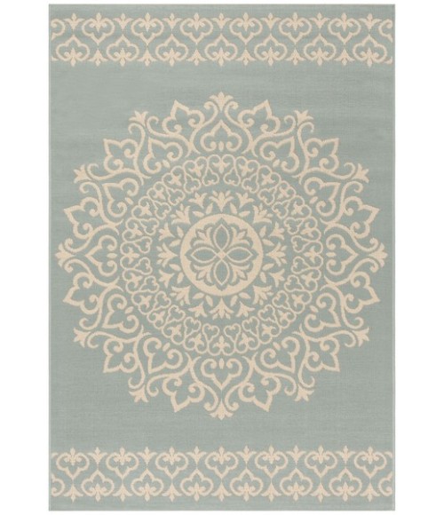 Safavieh Linden  Cream / Aqua LND183 4 ft. X 6 ft. Rectangle Rug