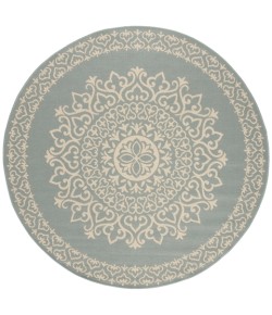 Safavieh Linden  Cream / Aqua LND183 6 ft. 7 in. X 6 ft. 7 in. Round Rug
