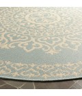 Safavieh Linden  Cream / Aqua LND183 6 ft. 7 in. X 6 ft. 7 in. Round Rug