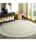 Safavieh Linden  Cream / Aqua LND183 6 ft. 7 in. X 6 ft. 7 in. Round Rug