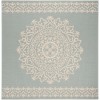 Safavieh Linden  Cream / Aqua LND183 6 ft. 7 in. X 6 ft. 7 in. Square Rug