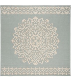 Safavieh Linden  Cream / Aqua LND183 6 ft. 7 in. X 6 ft. 7 in. Square Rug