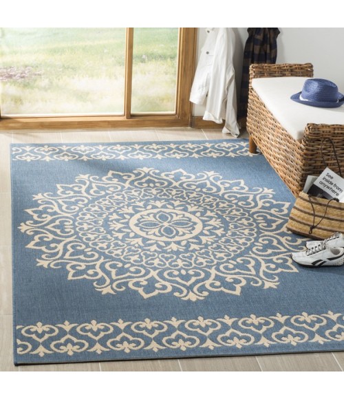 Safavieh Linden  Cream / Blue LND183 4 ft. X 6 ft. Rectangle Rug