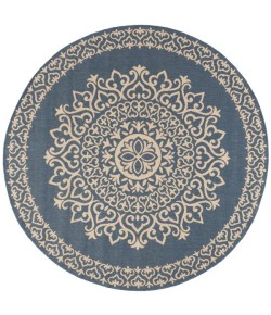 Safavieh Linden  Cream / Blue LND183 6 ft. 7 in. X 6 ft. 7 in. Round Rug
