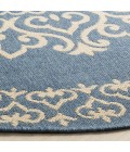 Safavieh Linden  Cream / Blue LND183 6 ft. 7 in. X 6 ft. 7 in. Round Rug