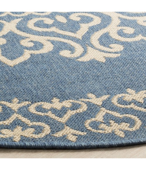 Safavieh Linden  Cream / Blue LND183 6 ft. 7 in. X 6 ft. 7 in. Round Rug
