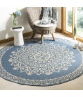 Safavieh Linden  Cream / Blue LND183 6 ft. 7 in. X 6 ft. 7 in. Round Rug