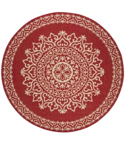 Safavieh Linden  Red / Creme LND183 6 ft. 7 in. X 6 ft. 7 in. Round Rug