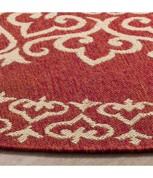 Safavieh Linden  Red / Creme LND183 6 ft. 7 in. X 6 ft. 7 in. Round Rug