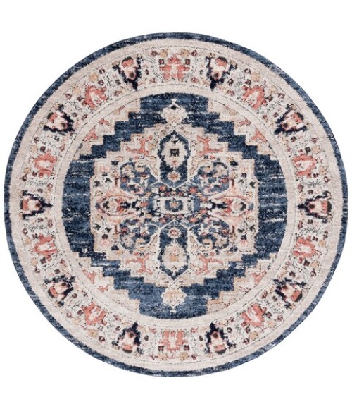 Safavieh Luna Navy / Beige LUN103 6 ft. 7 in. X 6 ft. 7 in. Round Rug