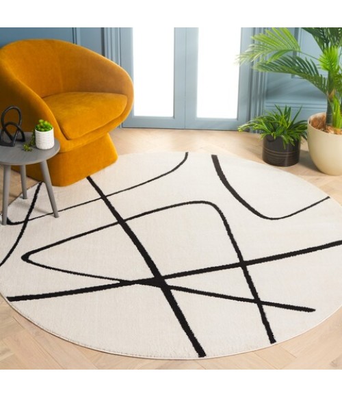 Safavieh Melody Ivory / Black Rug MEL120 6 ft. 7 in. X 6 ft. 7 in. Round - Rugs Town Safavieh Melody Ivory / Black MEL120 6 ft. 7 in. X 6 ft. 7 in. Round Rug