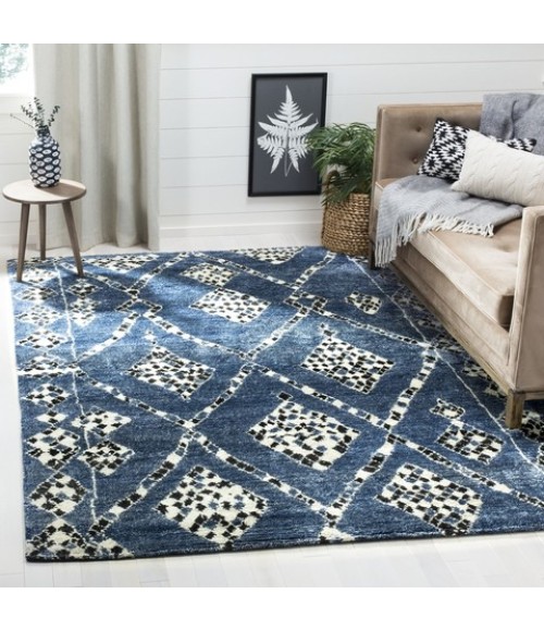 Safavieh Moroccan Blue / Black MOR553 6 ft. X 9 ft. Rectangle Rug
