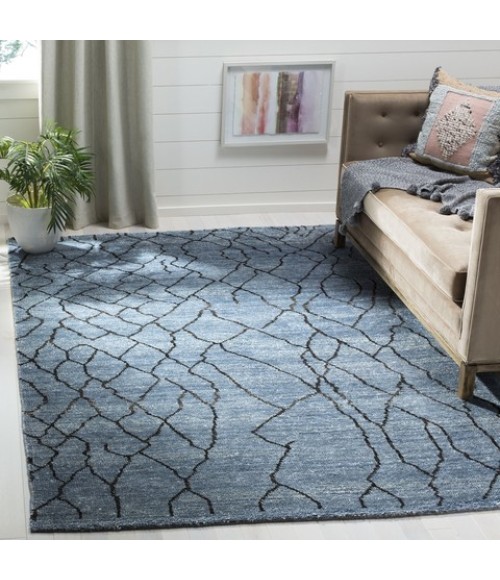 Safavieh Moroccan Blue / Black MOR555 6 ft. X 9 ft. Rectangle Rug