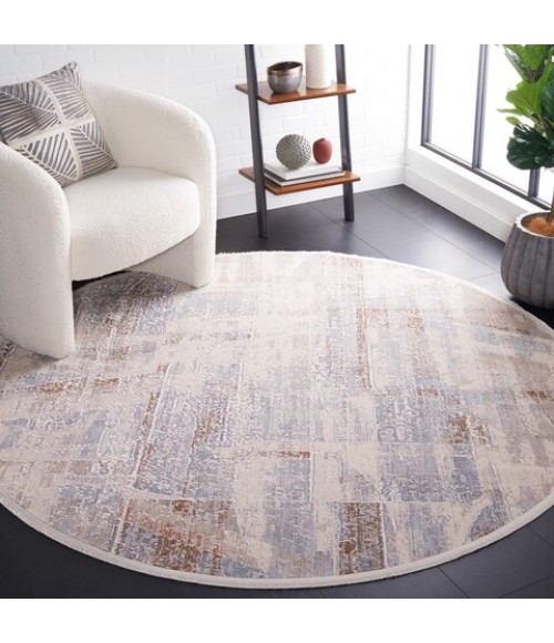Safavieh Marmara Beige / Blue Rust Rug MRM306 6 ft. 7 in. X 6 ft. 7 in. Round - Rugs Town Safavieh Marmara Beige / Blue Rust MRM306 6 ft. 7 in. X 6 ft. 7 in. Round Rug