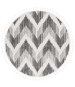 Safavieh Moroccan Tassel Ivory / Black MRT101 6 ft. 7 in. X 6 ft. 7 in. Round Rug