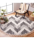 Safavieh Moroccan Tassel Ivory / Black MRT101 6 ft. 7 in. X 6 ft. 7 in. Round Rug