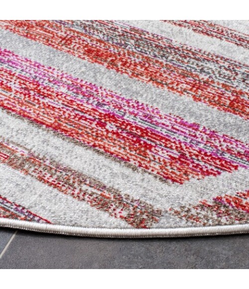 Safavieh Montage  Red / Ivory MTG481 6 ft. 7 in. X 6 ft. 7 in. Round Rug