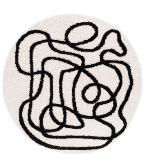 Safavieh Norway Ivory / Black Rug NOR202 8 ft. X 8 ft. Round - Rugs Town Safavieh Norway Ivory / Black NOR202 8 ft. X 8 ft. Round Rug