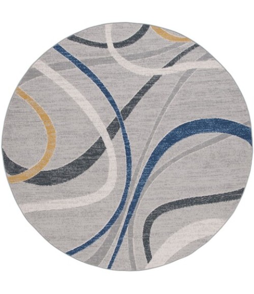 Safavieh Odyssey Grey / Blue Gold ODY812 6 ft. 7 in. X 6 ft. 7 in. Round Rug