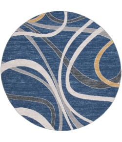 Safavieh Odyssey Blue / Gold Ivory ODY812 6 ft. 7 in. X 6 ft. 7 in. Round Rug