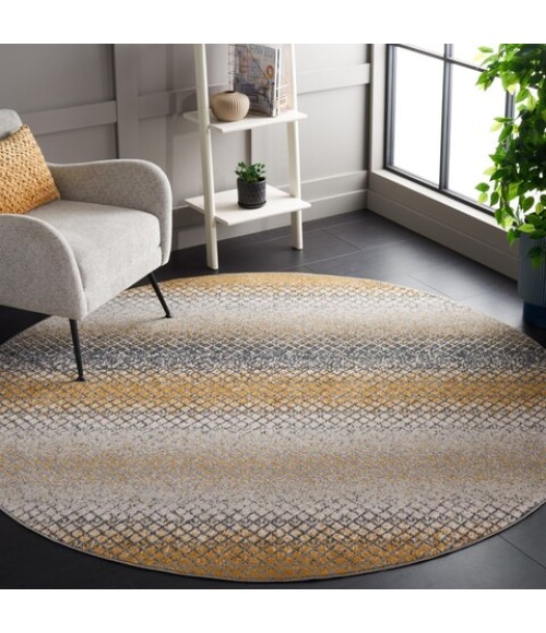 Safavieh Odyssey Gold / Grey ODY828 6 ft. 7 in. X 6 ft. 7 in. Round Rug