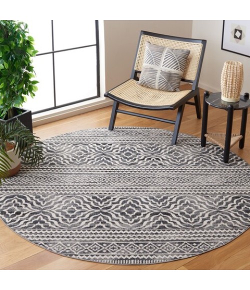 Safavieh Odyssey Black / Ivory ODY852 6 ft. 7 in. X 6 ft. 7 in. Round Rug