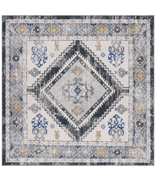 Safavieh Odyssey Dark Grey / Blue Gold ODY858 6 ft. 7 in. X 6 ft. 7 in. Square Rug